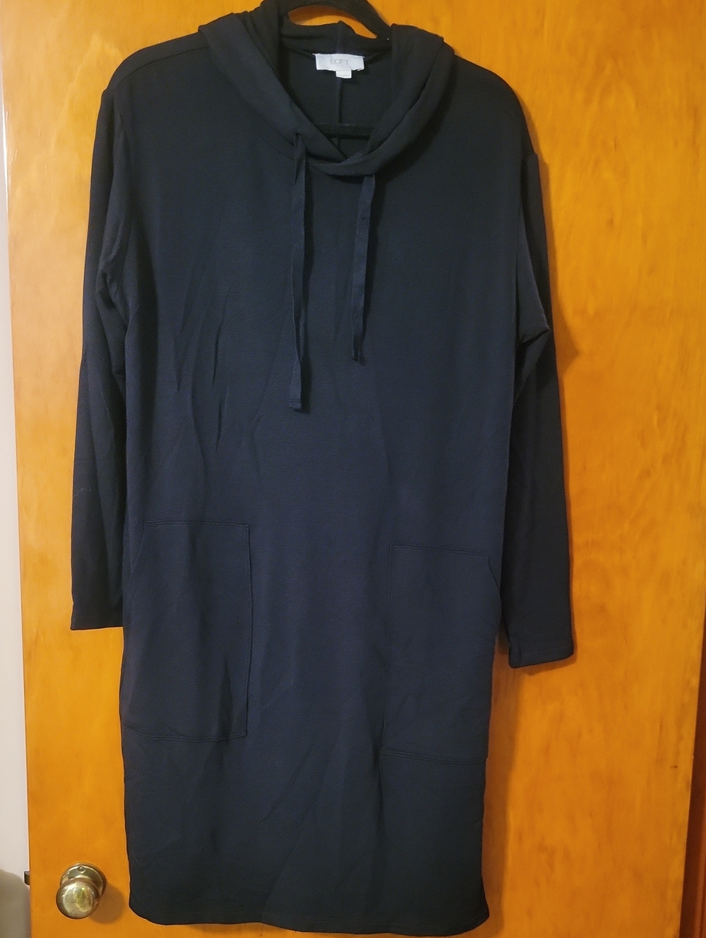 LOFT OUTLET BLACK HOODED Sweatshirt Dress